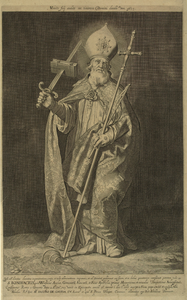 31806 Portret van Bonifacius, geboren ca. 681, (tweede) aartsbisschop van Utrecht (739-755), overleden 755. Ten voeten ...